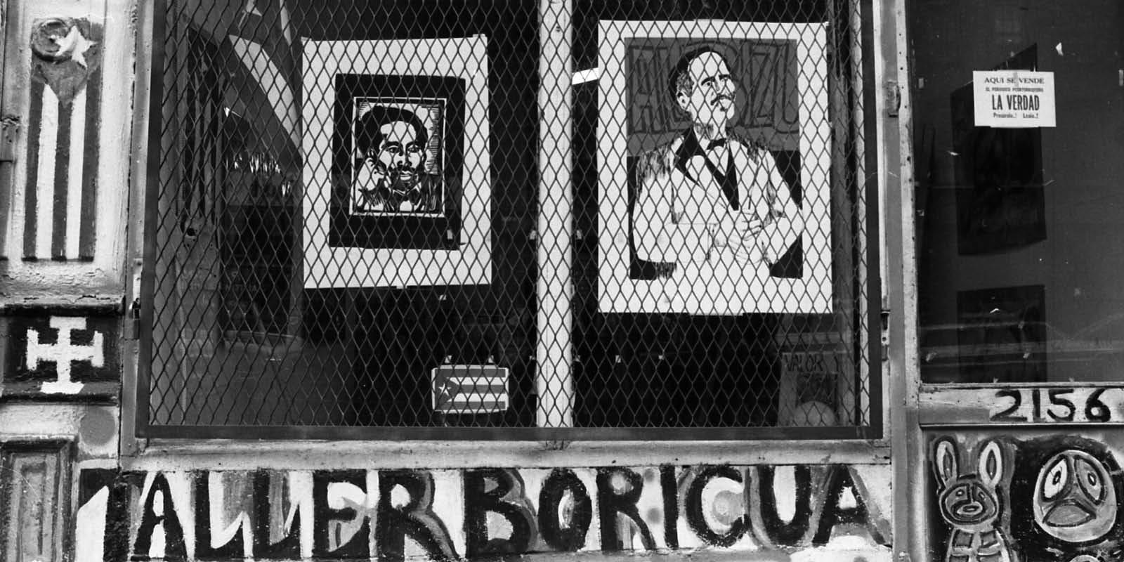 Black and white photo of Taller Boricua