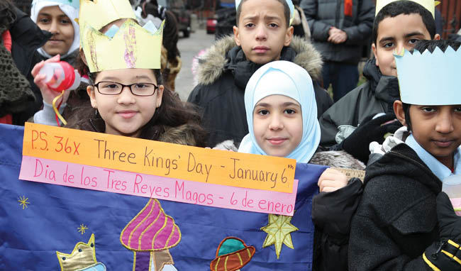 A group of children dressed up for Three kings day