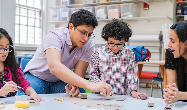 Family crafting together